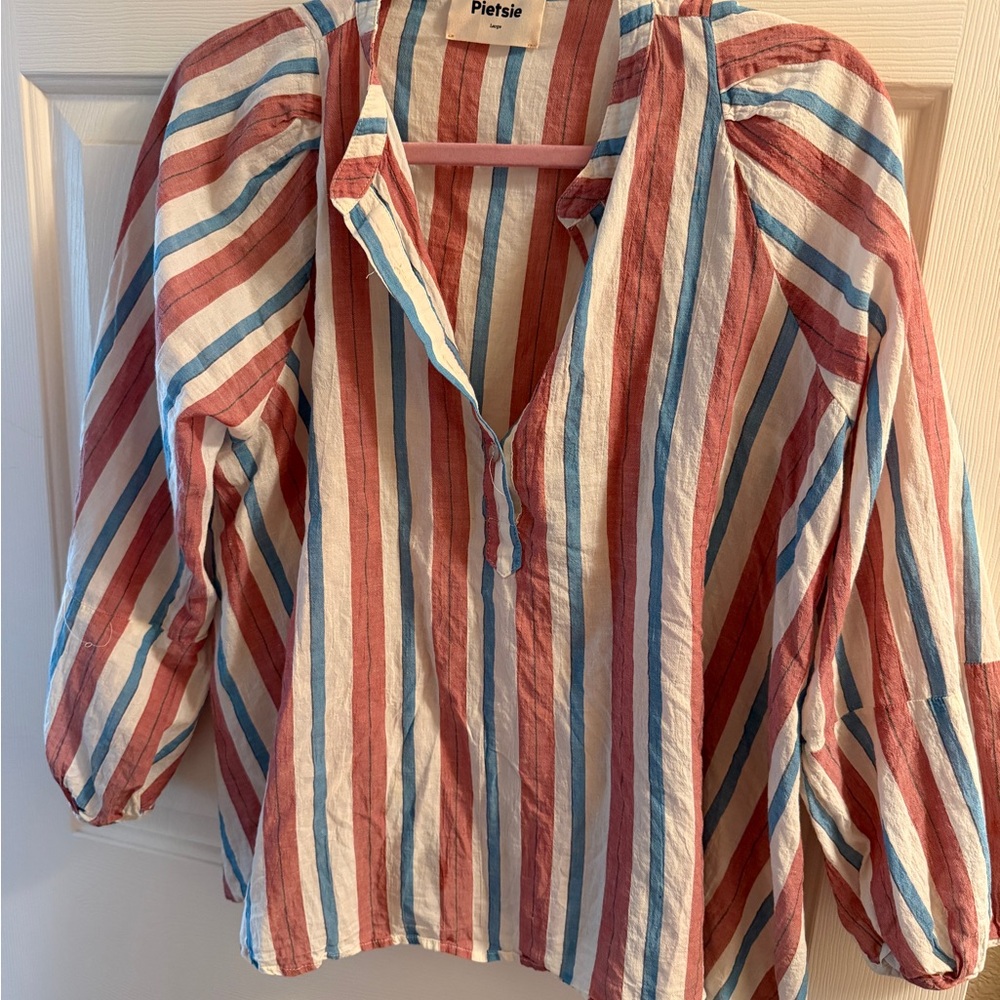 Pietsie Striped Blouse - Red, Blue, White